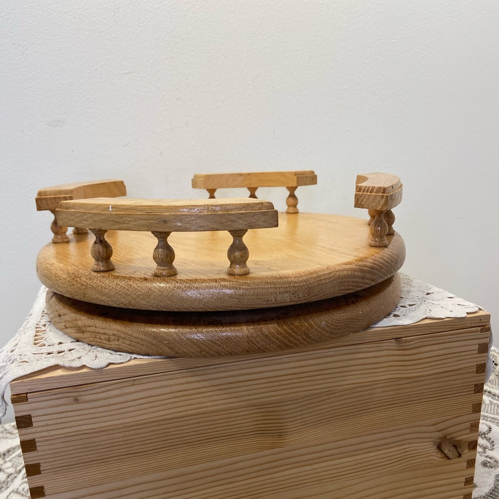Vintage Handcrafted Wood Lazy Susan